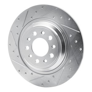 Jeep Cherokee Brake Rotor (1) - Rear Left - R1 Concepts - Drilled & Slotted - Silver - `14-`23